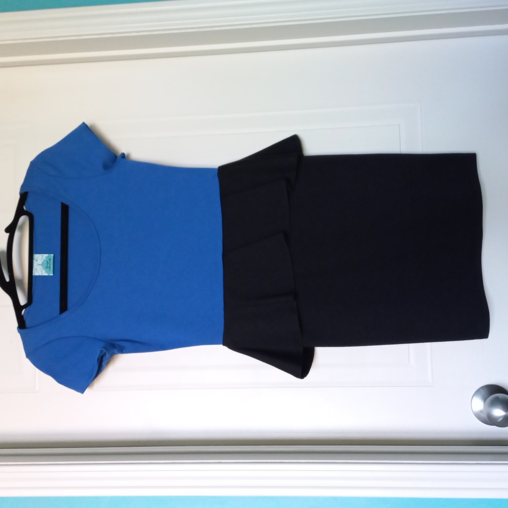 Colour Block Peplum Dress XS